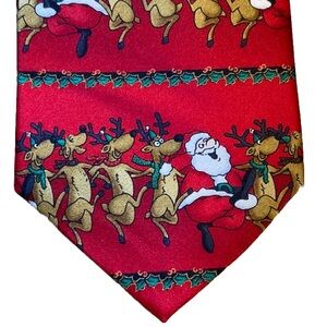 Festive Occasions Santa & Reindeer Christmas Holiday Neck Tie